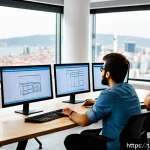 Home 20 CSS 아키텍처 패턴의 서적 추천 - A modern office workspace scene featuring a diverse team of software developers collaborating on CSS...
