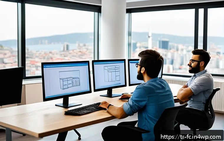 CSS 아키텍처 패턴의 서적 추천 - A modern office workspace scene featuring a diverse team of software developers collaborating on CSS...