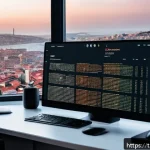Home 23 OOCSS의 코드 구조화 방법 - A modern web developer workspace showcasing a large monitor displaying modular CSS code with clear s...
