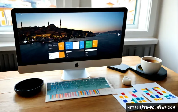 Home 17 CSS 아키텍처 패턴의 트렌드 분석 - Photorealistic modern web design workspace in Istanbul, a Turkish software developer organizing colo...